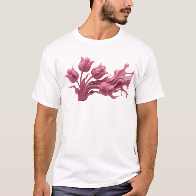 Playful ABSTRACT FLOWER Creative Print T-Shirt (Front)