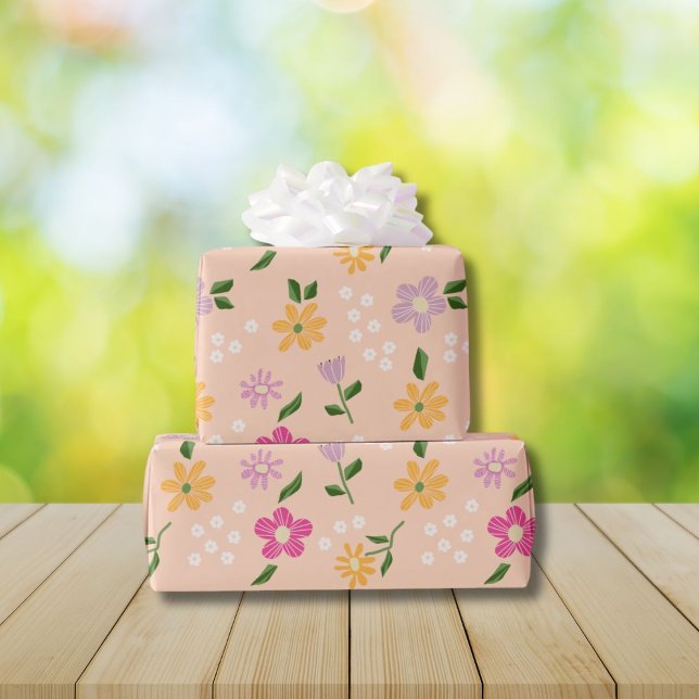 Playful Abstract Flowers Wrapping Paper (Creator Uploaded)