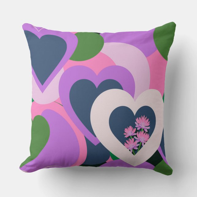 Playful Abstract Heart Throw Pillow (Front)