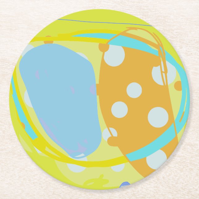 Playful, abstract multicoloured Paper Coaster (Front)