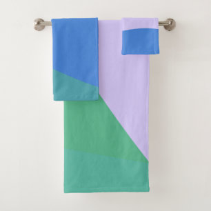 Playful Abstract Pastel Colour Block Lavender Gree Bath Towel Set