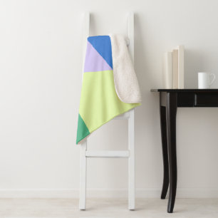 Playful Abstract Pastel Colour Block Lavender Gree Sherpa Blanket