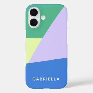 Playful Abstract Pastel Colour Block Personalised iPhone 16 Case