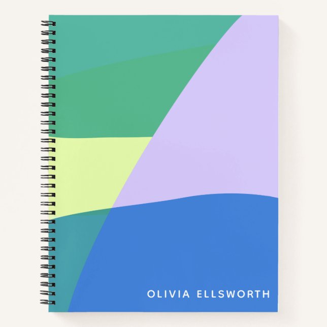 Playful Abstract Pastel Colour Block Personalised Notebook (Front)