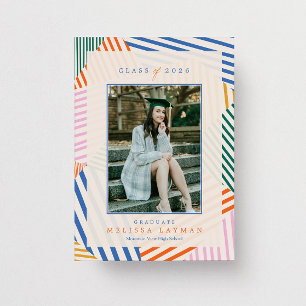 Playful Abstract Retro Photo Graduation Invitation
