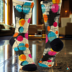 Playful Abstract Socks with Colourful Circular Pat