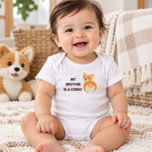 Playful Adorable Fun Corgi Sibling Duo Dog Lovers Baby Bodysuit