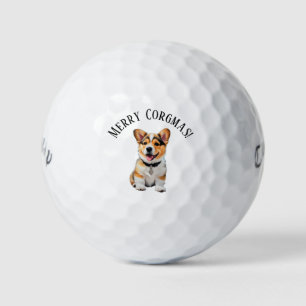Playful Adorable Fun 'Merry Corgmas!' Dog Lovers Golf Balls