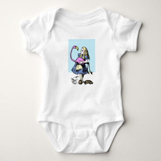 Playful Alice in Wonderland. Classic book art Baby Bodysuit (Front)