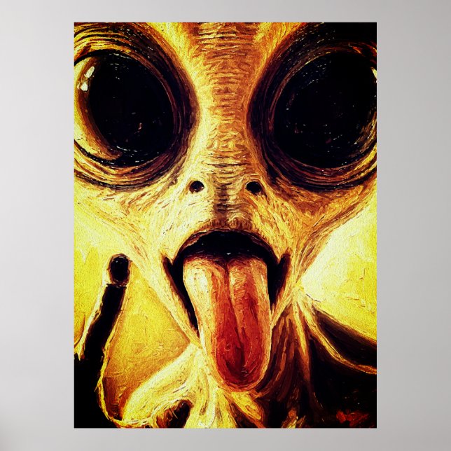 Playful Alien Portrait in Oil Paint Poster (Front)