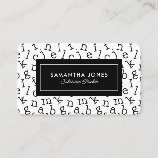 Playful Alphabet Substitute Teacher Contact Info Business Card