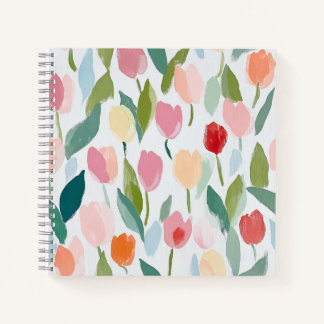 Playful and Cheerful Tulips Squared Notebook