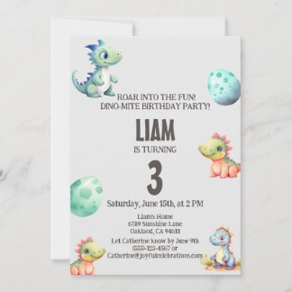Playful and cute dinosaur Kids Birthday Invitation