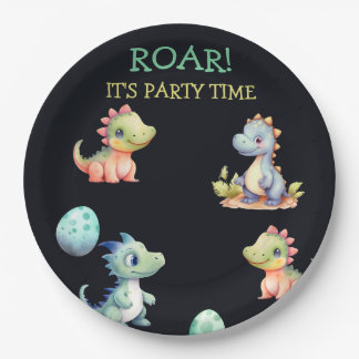 Playful and cute dinosaur Personalised Paper Plate