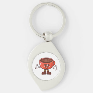 Playful and Funny Cartoon Coffee Cup Key Ring