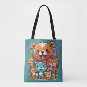 Playful Animal Friends – Cute Colourful Kids’ T-Sh Tote Bag