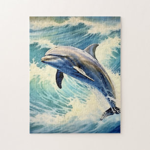 Playful Aquatic Dolphin Jigsaw Puzzle