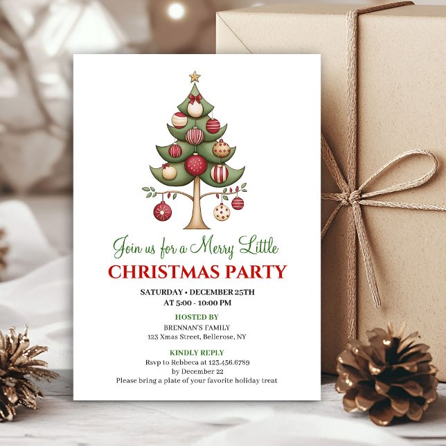 Playful artistic Christmas tree holiday party  Invitation (Playful artistic Christmas tree holiday party invite)
