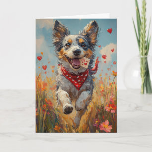 Playful Australian Cattle Dog Valentine's Day Card