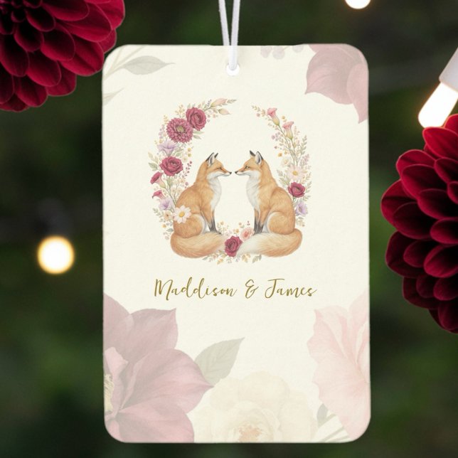 Playful Autumn Fox Wedding Car Air Freshener (The perfect wedding favor!)