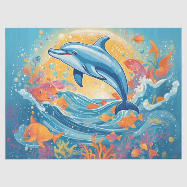 Playful Baby Dolphin Tissue Paper (Front)