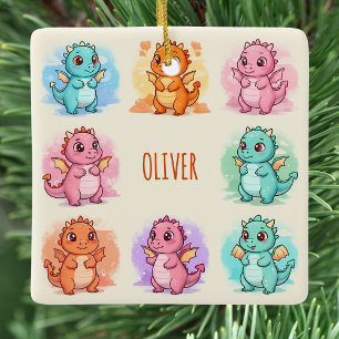 Playful Baby Dragons Personalised Ceramic Ornament