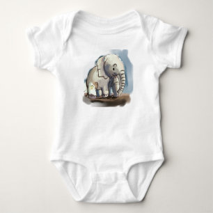 Playful Baby Elephant Watercolor Newborn Gift Bodysuit