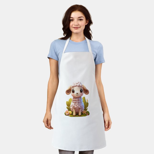 Playful Baby Goat Meadow T-Shirt Apron (Worn)