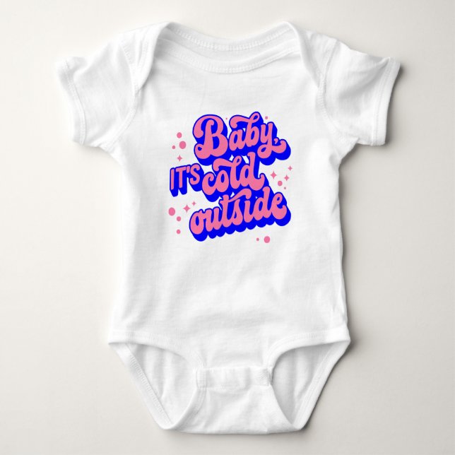 Playful Baby, It’s Cold Outside Winter Design Baby Bodysuit (Front)