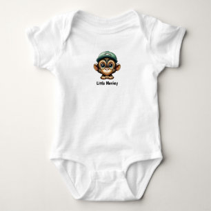 Playful Baby Monkey with Green Hat Bodysuit