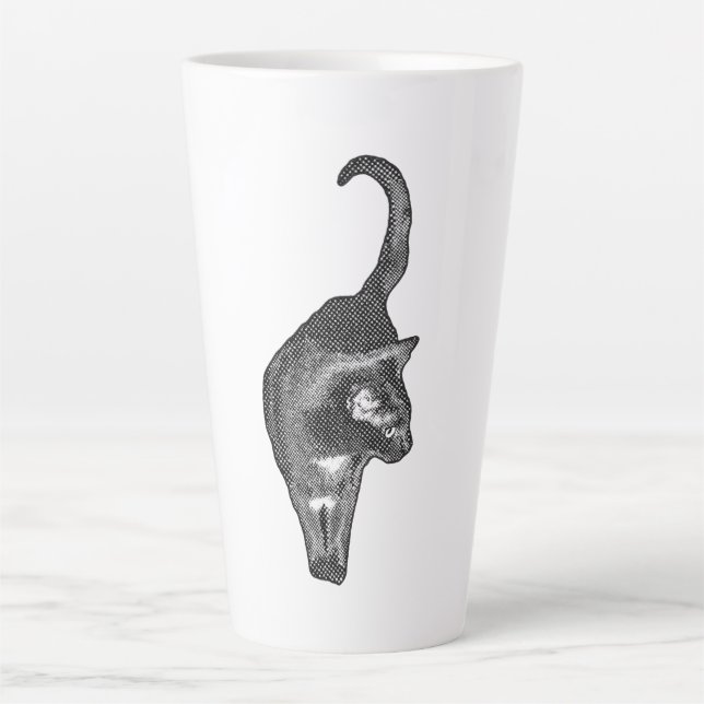 Playful Backward Cat Latte Mug (Front)