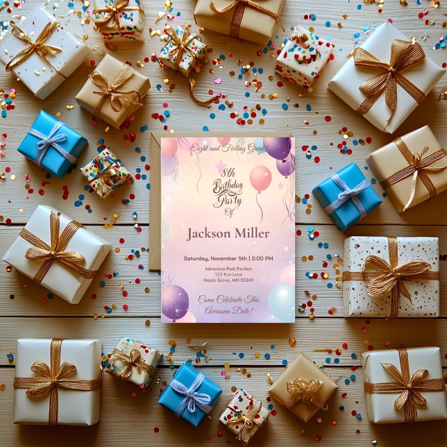 Playful Balloon Birthday Invite with Cute Koala (Creator Uploaded)