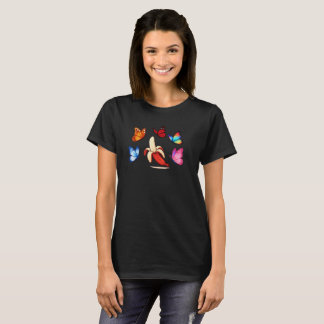 Playful Banana with Flying Butterflies T-Shirt
