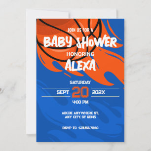 Playful Basketball fire Grafitti baby shower Invitation