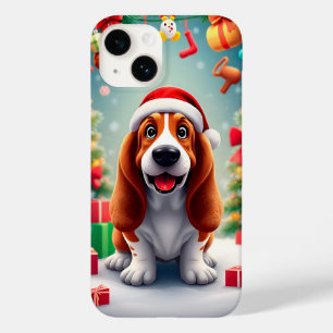 Playful Basset Hound Dog Celebrating Christmas Case-Mate iPhone 14 Case