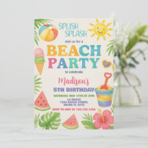 Playful Beach Party Birthday Invitation & Decor