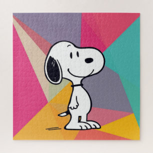 Playful Beagle Cartoon Geometric Pop Art Jigsaw Puzzle