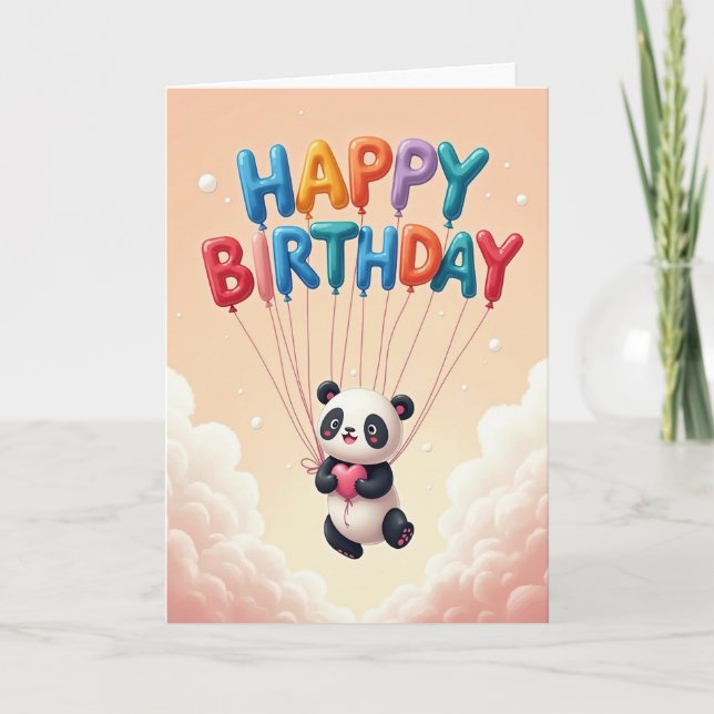 Playful Bear Balloon Birthday Card (Front)
