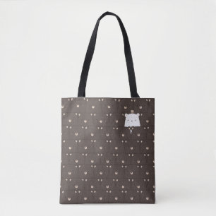 Playful Bear Faces Square Pattern Tote Bag
