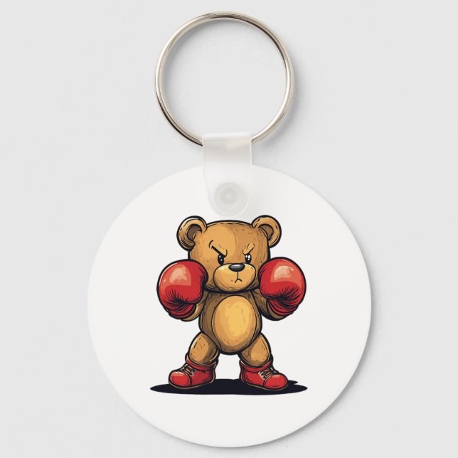 Playful Bear With Boxing Gloves For A Fun Challeng Key Ring (Front)