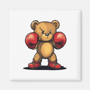 Playful Bear With Boxing Gloves For A Fun Challeng Magnet
