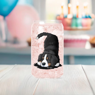 Playful Bernese Puppy Art Can Glass