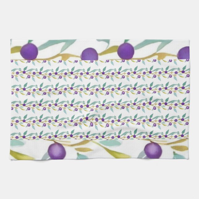 Playful berries and vines  tea towel (Horizontal)