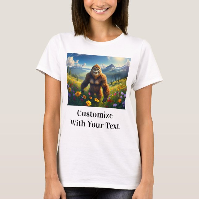 Playful Bigfoot Meadow Flowers T-Shirt (Front)