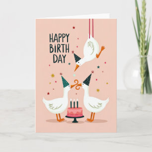 Playful Birds Party Hat Card