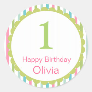 Playful Birthday Cupcake Toppers/Stickers Classic Round Sticker