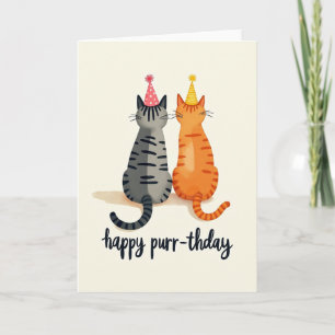 Playful Birthday Feline Art Card