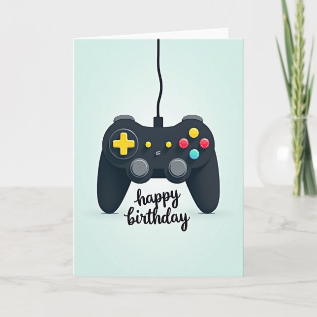 Playful Birthday Game Controller Card (Front)