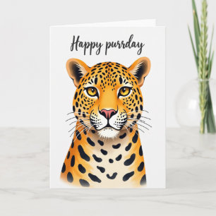 Playful Birthday Spotted Feline Card