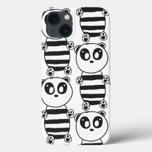 Playful Black and White Panda Art iPhone 13 Case